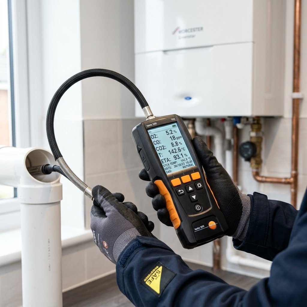 Gas Safe engineer carrying out annual boiler service